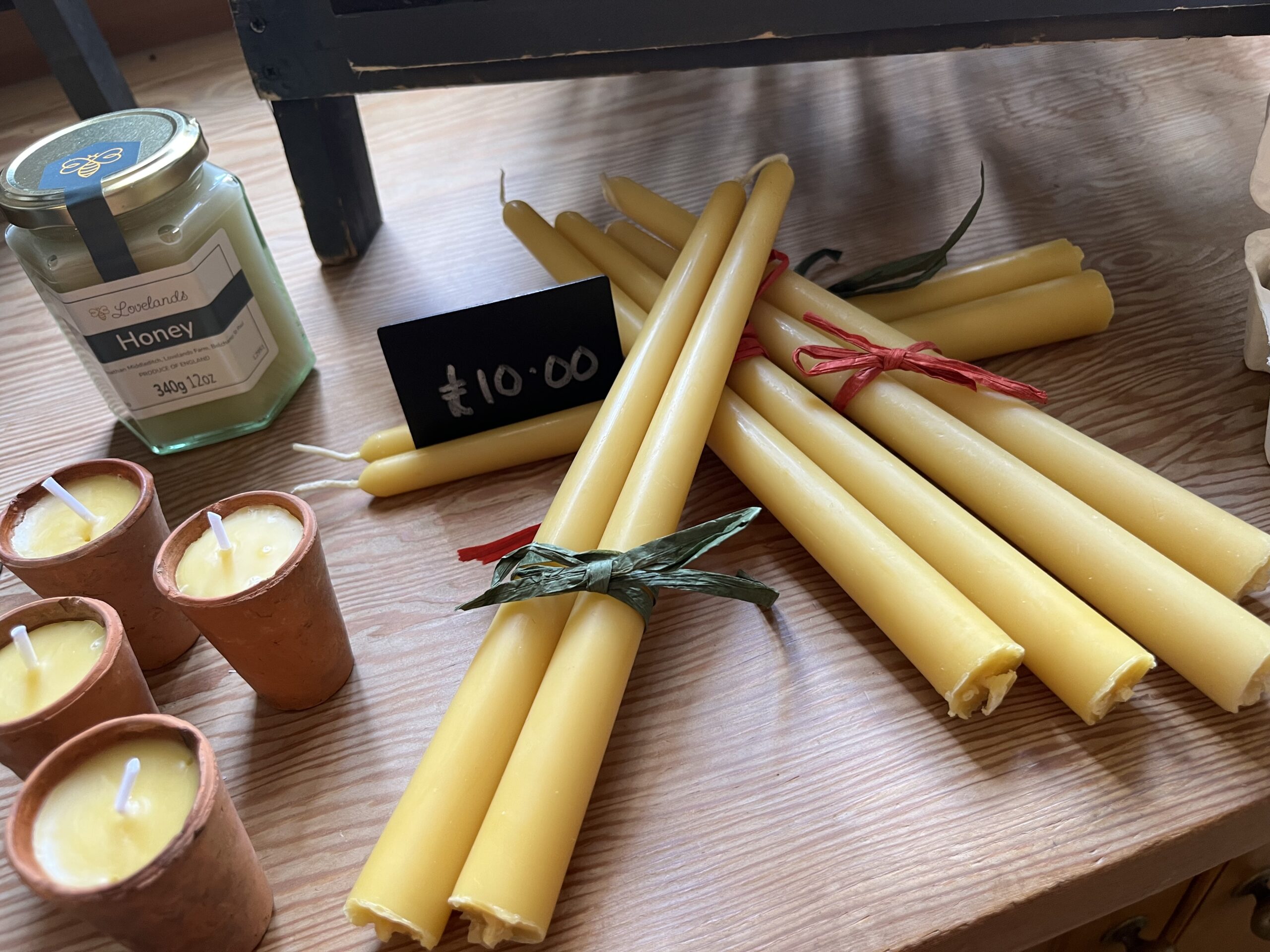 Hand-rolled beeswax taper candles